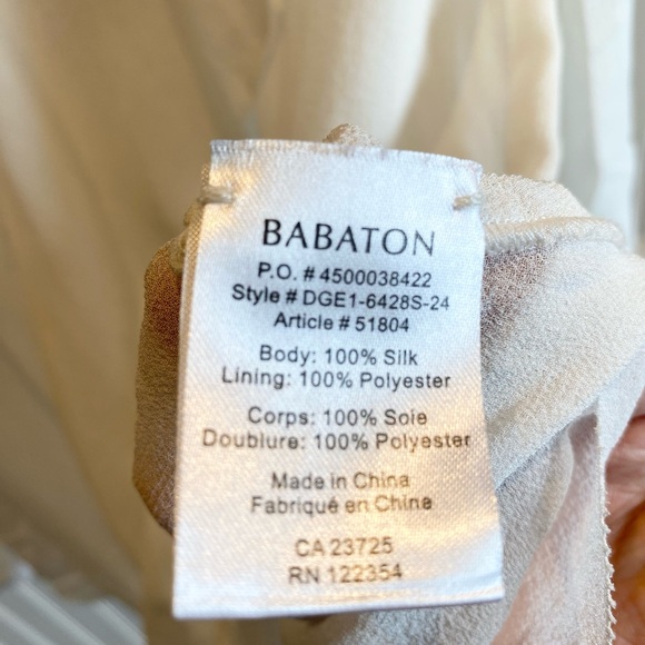 Aritzia Babaton Women's Semi-sheer chiffon blouse Cream White 100% Silk Sheer S - Picture 6 of 14
